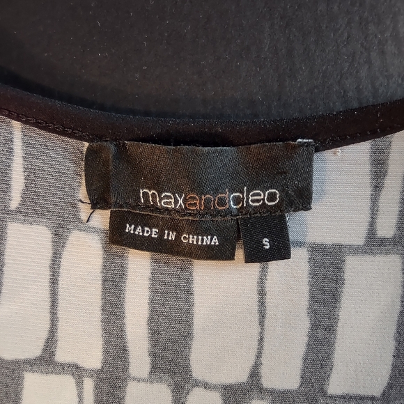 Max & Cleo Black Gray & White Dress Deep V-neck szS EUC - Picture 9 of 10